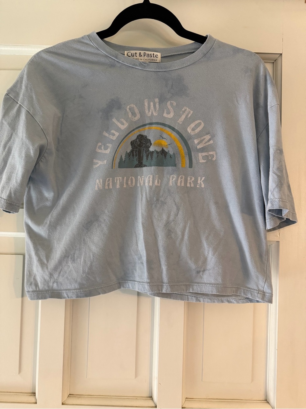 Cut & Paste Light Blue Yellowstone National Park Crop Tee